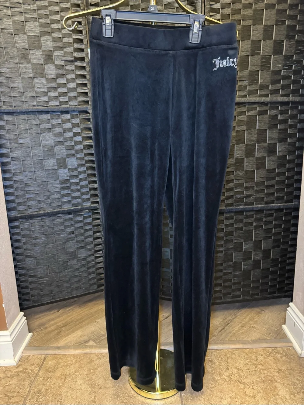 Juicy Couture Black Velour Joggers with Embroidered Logo